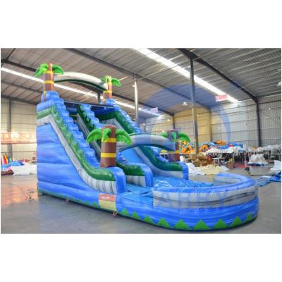 China CE Standard Air Blower Included Blue Palm Tree Slide Inflatable Bouncer for Kids' Fun for sale