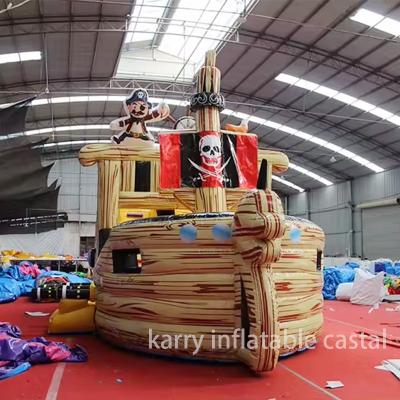 China Full Printed PVC Material Inflatable Pirate Ship Dry Slide for Child Interest and Sale for sale