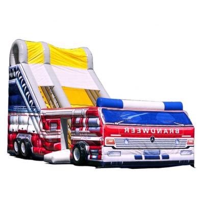 China Large Fire Truck Inflatable Dry Slide for Commercial Party Rental Repair Kits Included for sale