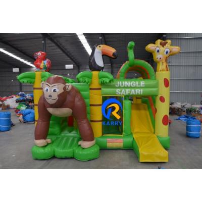 China Kids Amusement Park Inflatable Toy Animal Paradise Inflatable Bounce House with Slide for sale