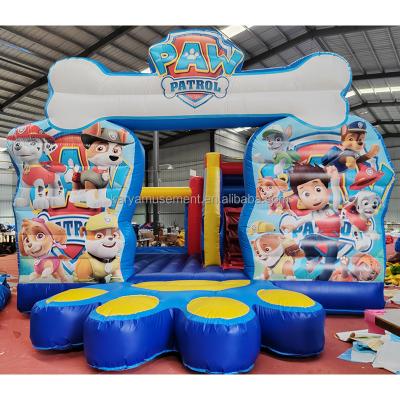 China Blower Commercial Inflatable Dual Lovely Dog Patrol Theme Dry Slide for Kids Unisex for sale