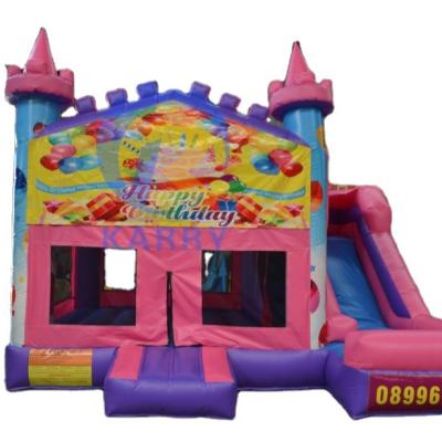 China 14 Years up PVC Birthday Party Inflatable Jumping Castle with Slide 5*5m and Accessories for sale