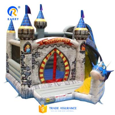 China Dragon Age Inflatable Bounce House with Slide EN71 Certified Dinosaur Castle Slide for sale