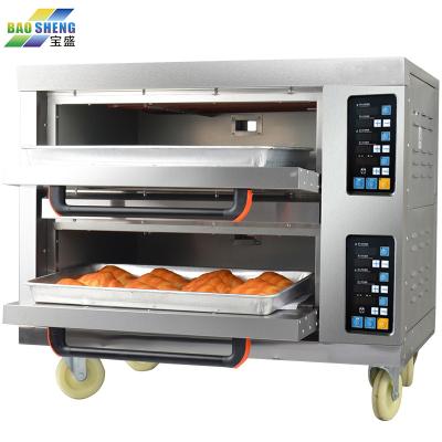 China Traditional Professional Bread Baking Machine 2 Layers 4 Layers Digital Display Bread Baking Machine Electric Commercial Oven With Hot Plate for sale