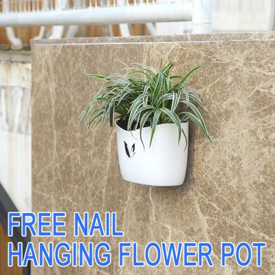 China Nail Free Decoration Home Accessories Modern Wall Mounted Plastic Flower Pot With Glue Nailed for sale