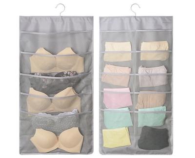 China Viable Expanded Closet Bra Hanging Organizer with Metal Hanger Wall Shelf Ultra-Wide Revolving Double-Sided Wardrobe Mesh Pockets for sale