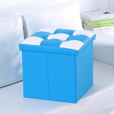 China Viable Folding Leather Footstool Storage Faux Ottoman Toy Box Chest With Memory Foam Seat For Room Small Rectangle Folding Box for sale