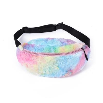 China Stylish Kids Bum Bag Cute Fanny Pack Waist Pack Hot Sale Rainbow Plush Girls Waist Bag Trunk Bag For Kids for sale