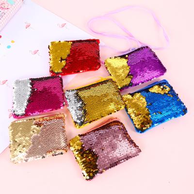 China Waterproof Cross Body Girls Splash Mermaid Sequin Bag Children's Cartoon Small Square Wallet Coin Purse for sale