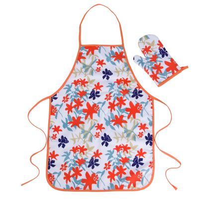 China Food/Beverage Kitchen Apron Oven Mitt Custom Logo Printed Polyester Chef Cafe GRILL Food Cooking Bib Cleaning Aprons for sale