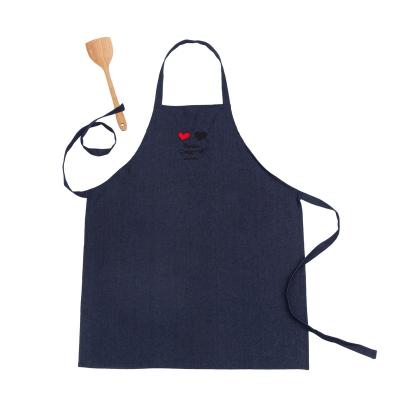 China Drink/Embroidery Adult Adjustable Heart Bib Apron Full Long Food Denim Apron Full Logo Body Kitchen Kitchen Apron for sale