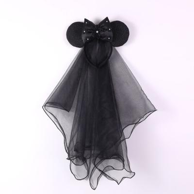 China White Mickey Ears Hair Circle Girl Beauty Headband Minnie Ears Dress Wedding Decoration Black Toys Cosplay Wedding Decoration for sale