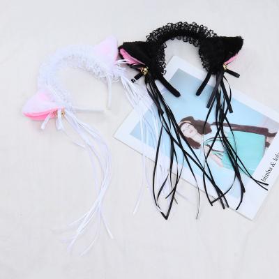 China Sexy Costumed Cat Ear Fox/Cat Ears Lace Decoration Girls Ladies Hair Accessories With Bell Headband Birthday Party Hair Circle for sale