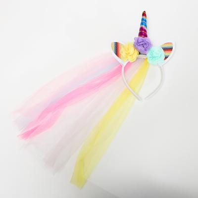 China Flashing Decoration LED Unicorn Headband Light with Lace for Girls Unicorn Costume Birthday Halloween Party Supplies Favors for sale