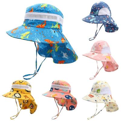 China Summer European and American animal children hat fisherman print bucket hat baby style beach children sun protection neck shade flapper mover hat for sale