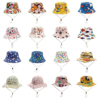 China European and American Multi-size Large Gutters Basin Hat Cartoon Printing Beach UV Protective Hat Children Summer Style Sun Protection Outdoor Traveling Hat for sale