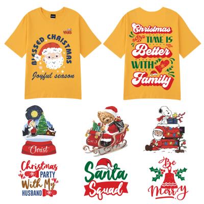 China Garment \ Jeans \ Shoes \ Bags\Socks Custom screen print transfers Christmas logo heat transfer printing iron on transfer print on t-shirt for sale