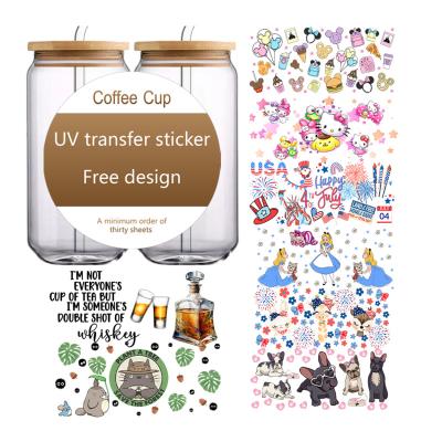 China Cup OEM wholesale ready to press Crystal sticker designs uv dtf cup wrap transfers transfer film sheet label uv dtf sticker for mugs for sale