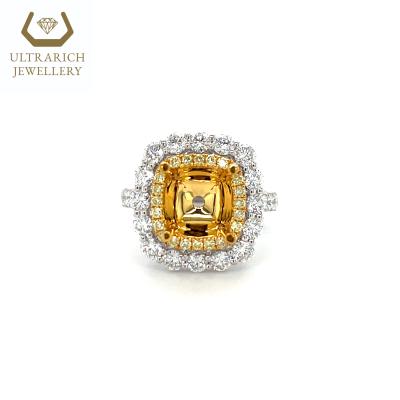 China Wholesale FASHIONABLE Classic Design Yellow Real And White Diamond 18K Gold Ring Mounting for sale