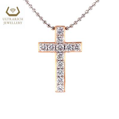 China FASHIONABLE Diamond Pendant 18K Real Gold Cross Shape Jewelry High End Custom Wholesale for sale