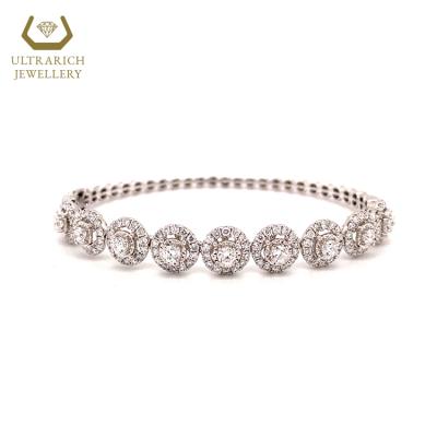 China Wholesale FASHIONABLE Natural Diamond Bangle Halo Set 18K White Gold Custom Design for sale