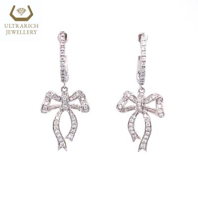 China 0.33 CT Sliver Design Charm Earrings TRENDY Elegant 18K White Gold & All Natural Diamonds for sale