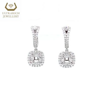 China Real Diamond Semi-Mount Dangling Earring For Exquisite FASHIONABLE 0.30 CT Center Stone Pure 18K Gold for sale