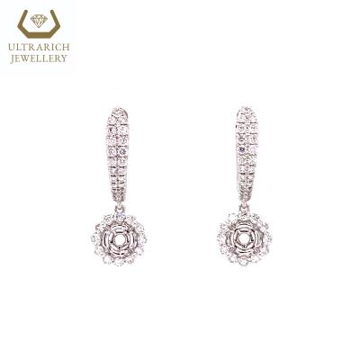 China 0.35 CT Center Stone Semi-mount Diamond Drop Earrings 18K Natural White Gold FASHIONABLE for sale