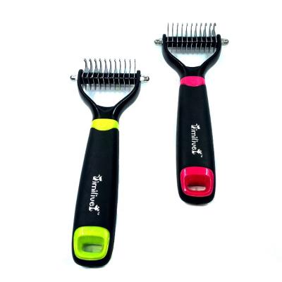 China 2021 Viable Hot Sale Pet Grooming Tool Dematting Dog Comb Safe Pet Grooming Rake For Shedding Hair Pets for sale