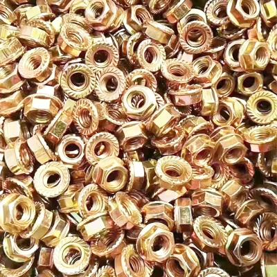 China Heavy Industry Made in China Thickened Color Plated Hexagon Anti-Slip Flange Nuts for sale