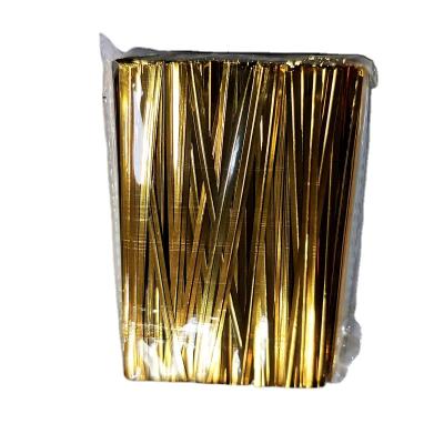 China Metallic 8cm 10cm high quality factory price golden color plastic twist ties for gift bags for sale