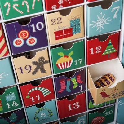 China Recyclable 12 24 Day Sludge Stir Advent Calendar Kids Sensory Toy White Advent Sizes Paper Boxes for sale