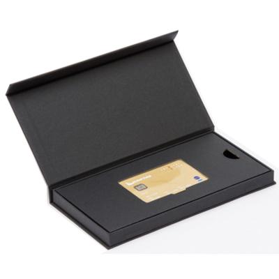 China Recyclable Custom Black Book Shape Rigid Cardboard Packaging Magnetic VIP Credit Card Gift Box for sale