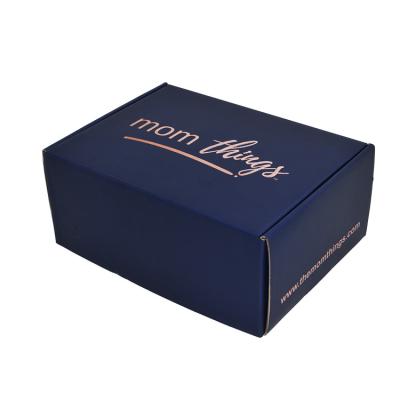 China Recycled Materials Navy Blue Paper Box Colored Cosmetic Packaging Cardboard Shipping Mailer Box for sale