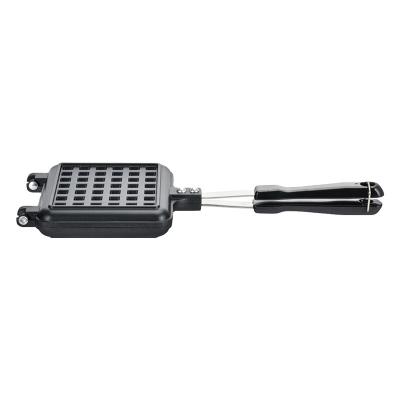 China Outdoor Die Cast Aluminum Nonstick Single Coating Waffle Maker Nonstick Baking Handle Phenolic Black No Induction Single Waffle Maker for sale