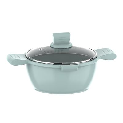 China Sustainable 20/24cm Die Cast Aluminum Nonstick Coating Casserole With Phenolic Glass Lid Handle And Knob With Soft Touch Casserole for sale