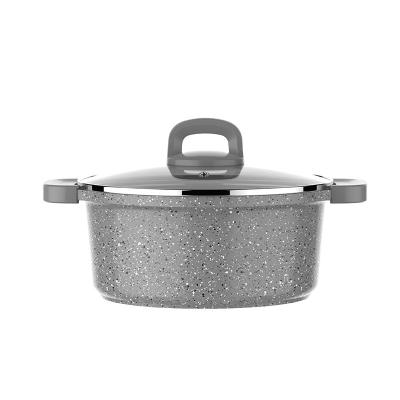 China Sustainable 20/24/28 cm Die Cast Aluminum Nonstick Coating Casserole with Glass Lid Phenolic Handle and Knob with Soft Touch Casserole for sale