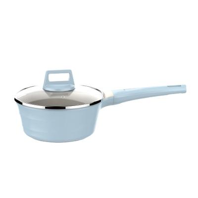 China 16/18cm Viable Die Cast Pan Phenolic Handle Aluminum Nonstick Coating Sauce and Knob with Soft Touch Sauce Pan Hole Induction for sale