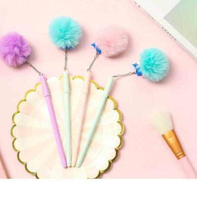 China Normal Creative Cute Carbon Black Gel Ball Hair Pen 0.5mm Blue Signature Writing Gel Pens for sale