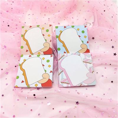 China Kawaii Cute Self Adhesive Japanese Toast Bread Notepad Notepad Set Customize Stationery Can Tear 80 Sheets for sale