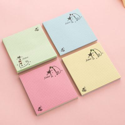 China Self-adhesive creative cute student memo pad cartoon cat message paper memo pad customize 4 designs for sale