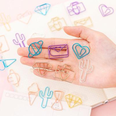 China 2021 New Cute Creative Multi Hollowed Out School Office Metal Paper Clips Colorful Bookmarks Set Stationery 10 Pieces/Bag for sale