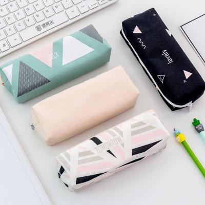 China Schools & Canvas large capacity geometric series office student creative stationery fresh and fashionable pencil case for sale