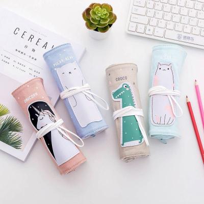 China Schools & Creative Marble Animal Cotton Roll Cartoon Stationery Offices Student Curtain Case Canvas Pencil Case Pencil Case for sale