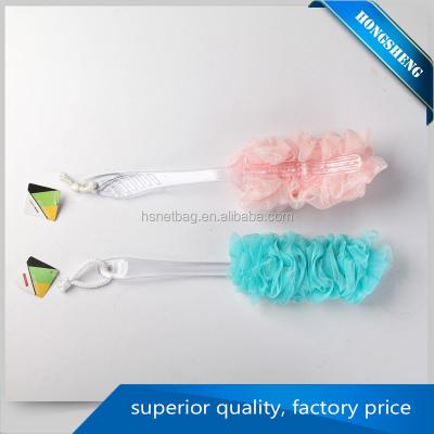 China soft & Long Handle Health Plastic Blast Mesh Back Bath Scrubber Sponge For Sale for sale