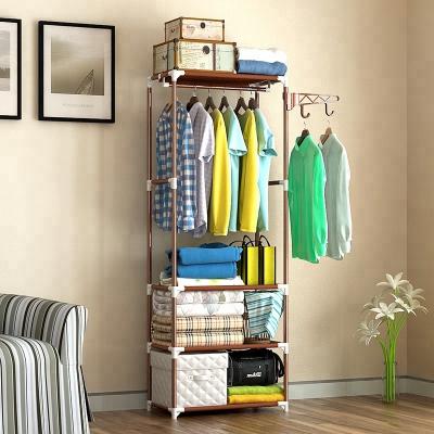 China Convertible Simple Modern Storage Rack Floor Bedroom Coat Rack for sale