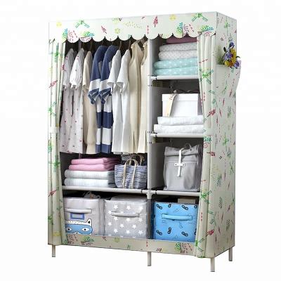 China Large Style Foldable Single Wardrobe Set Bedroom Closet Nonwoven Folding Cheap Corner Wardrobe for sale