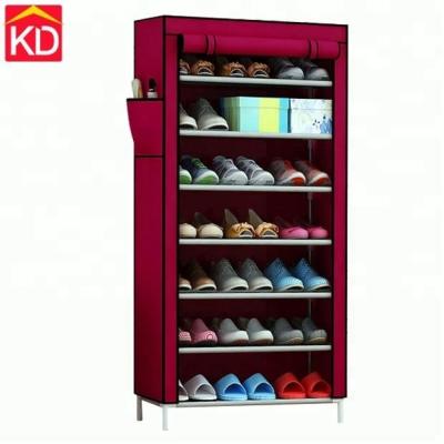 China Convertible High Quality Nonwoven Fabric Saves Space Adjustable Metal Shoe Rack for sale