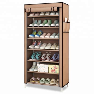 China 8 Layer Convertible Non-Woven Metal Foldable Shoe Rack for sale