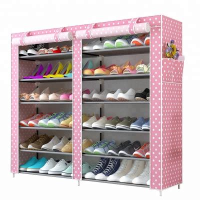 China 12 Tier Convertible Double Grid Nonwoven Shoe Shelves Dustproof Cabinet Shoes Organizer Shoes Rack for sale